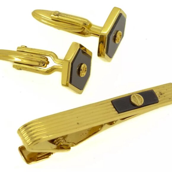 dunhill cuff 2 items set Gold Hardware Authentic used T9987 - Picture 8 of 8